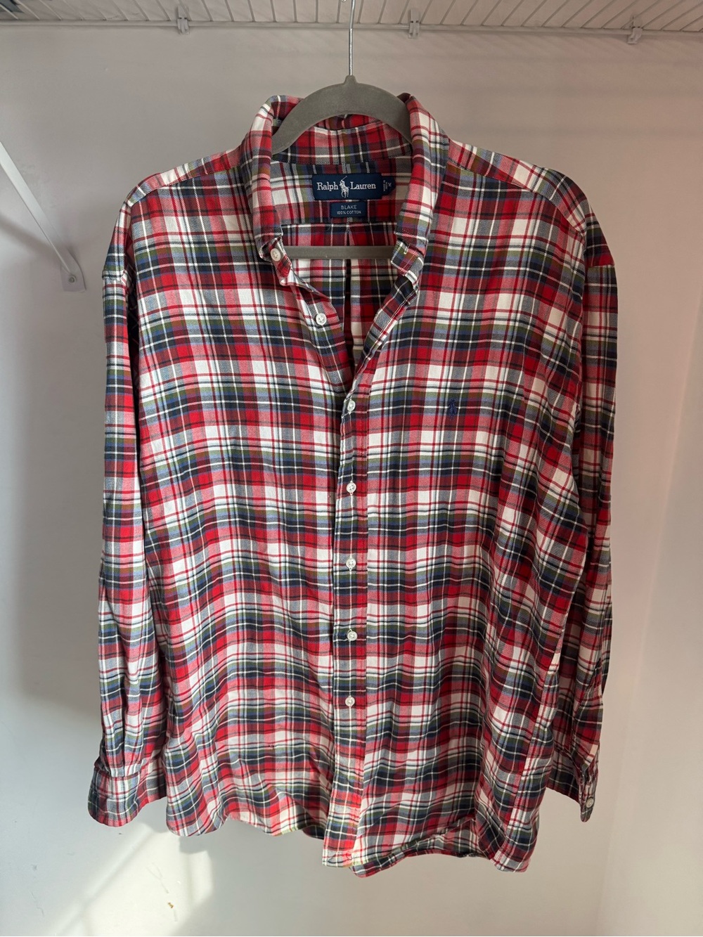 Ralph Lauren Red and Navy Plaid Button-Down Shirt